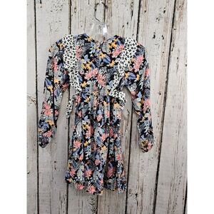 Vince Camuto Floral Tie Waist Dress Girl's Size‎ 10 Peasant Boho Prairie Ruffles